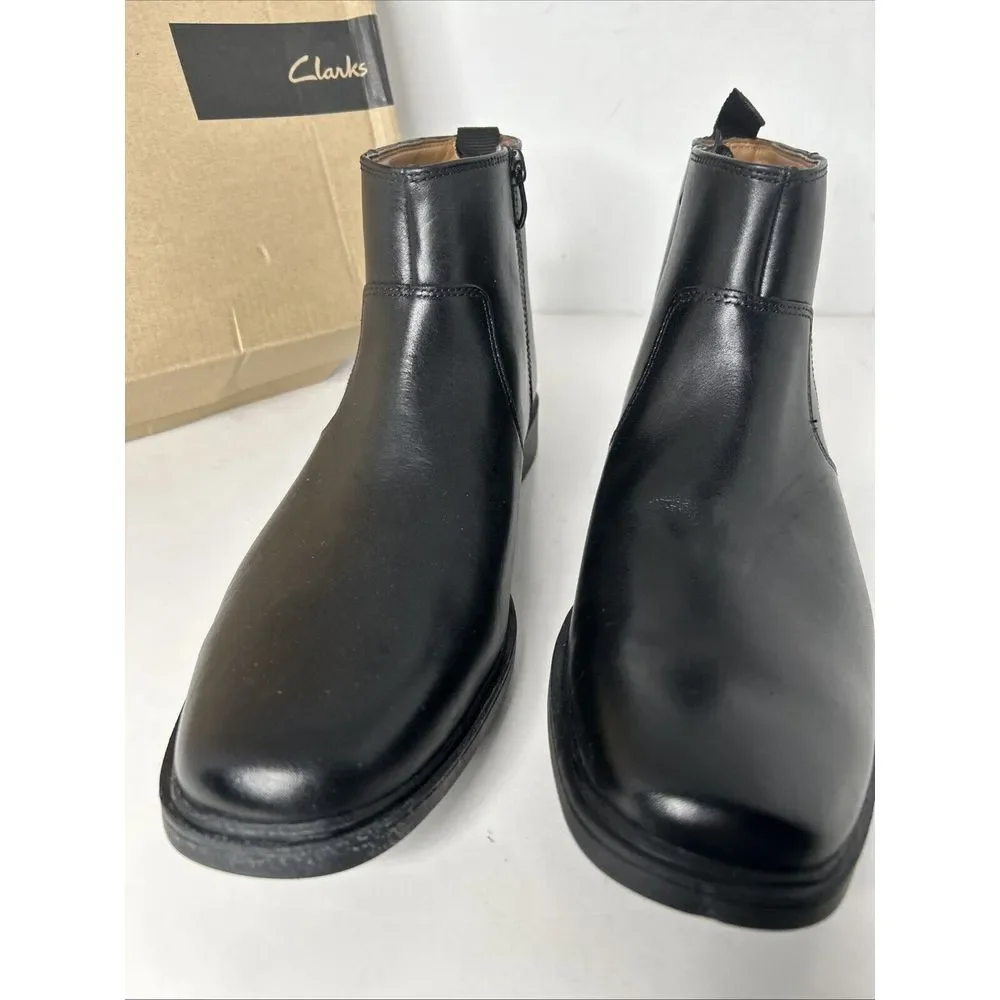 Men's Clark's Vanek Mid Black Leather Boots Size 10‎ M